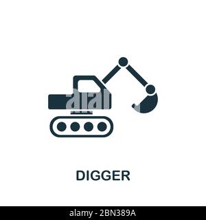 Digger icon from industrial collection. Simple line Digger icon for templates, web design and infographics Stock Vector