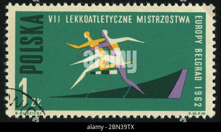 POLAND - CIRCA 1962: 7th European Athletic Championships. Hurdles, circa 1962. Stock Photo