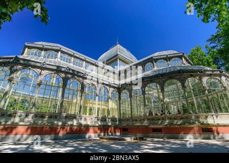 Palacio de Cristal (Glass Palace) in Buen Retiro Park in Madrid, Spain Stock Photo