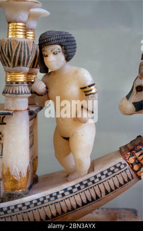 Details from the alabaster lamp of the king Tutankhamon Stock Photo