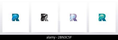 Waterdrop On Letter Logo Design R Stock Vector