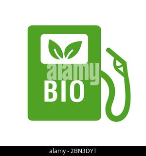 Biofuel Gas Station. Vector Icon - Alternative Environmental Friendly Fuel. Isolated on White Background. Stock Vector