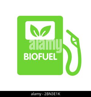 Biofuel Gas Station. Vector Icon - Alternative Environmental Friendly Fuel. Isolated on White Background. Stock Vector