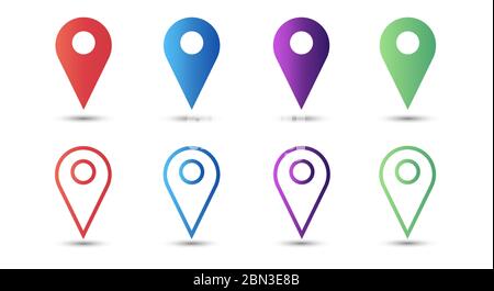 Set of colored vector map pin location icons Stock Vector