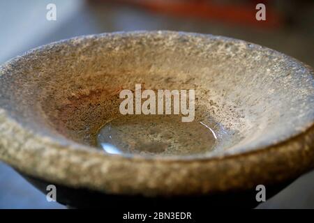 Holy water font in a catholic church.  France. Stock Photo