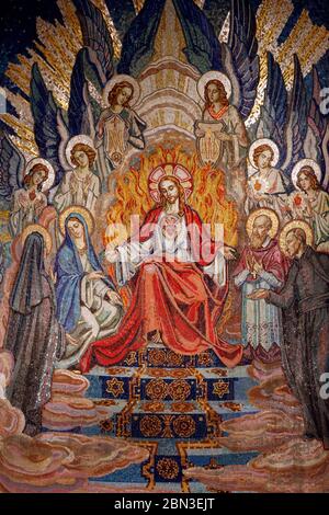 St Claude la Colombiere chapel. Jesus sacred heart mosaic.  Paray le Monial. France. Stock Photo