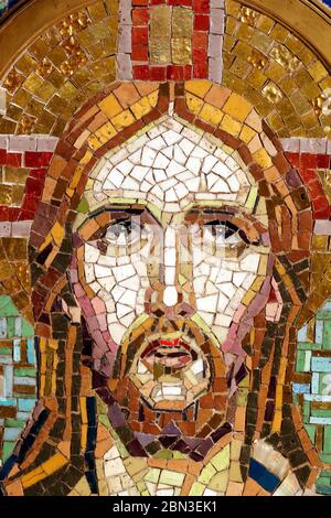 St Claude la Colombiere chapel. Tabernacle. Jesus Christ mosaic.  Paray le Monial. France. Stock Photo