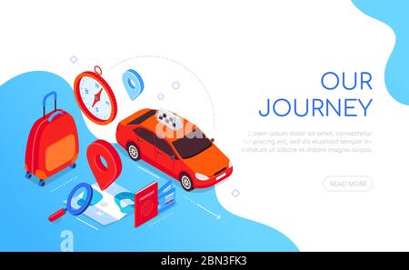 Our journey - modern colorful isometric web banner Stock Vector