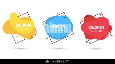 Set of abstract modern graphic elements. Dynamical colored forms and line. Gradient abstract banners with flowing liquid shapes. Stock Vector