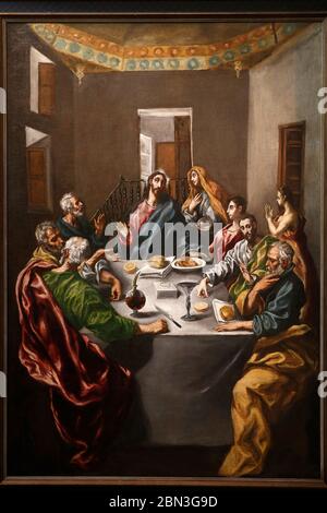 Greco's workshop. Feast in the house of Simon, c.1614-1621. Oil on canvas. Displayed at Le Grand Palais, Paris, France. Stock Photo