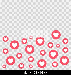 Like and heart icons vector background for live stream video chat design template social nets. Like and heart icons vector background for live stream Stock Vector