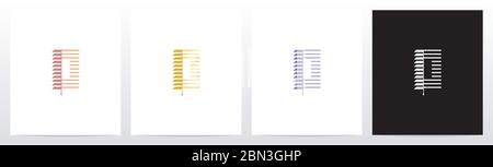 Window Blinds Letter Logo Design O Stock Vector