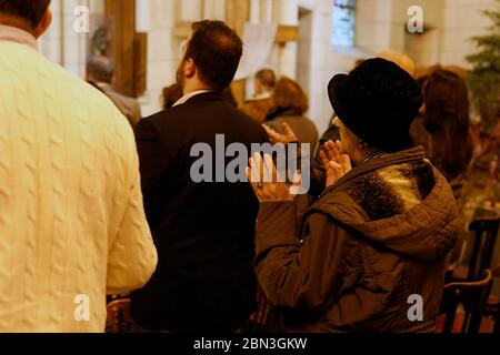 Sunday mass in Notre Dame du Liban church, Paris, France. Stock Photo