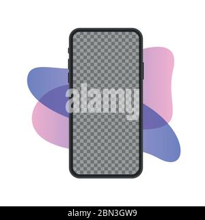 Black smart phone with button isolated on transparent background. Stock Vector