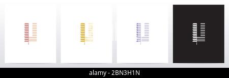 Window Blinds Letter Logo Design U Stock Vector