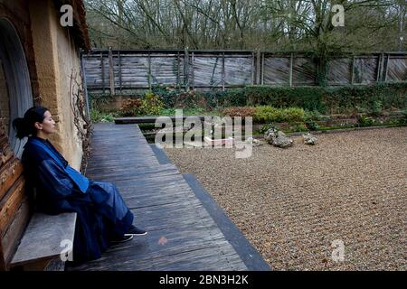 Zen sesshin (retreat) at Le Moulin de Vaux zen center, Sarthe, France. Stock Photo