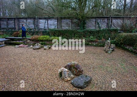 Zen sesshin (retreat) at Le Moulin de Vaux zen center, Sarthe, France. Stock Photo