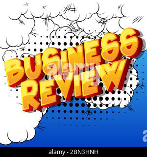 Business Review - Comic book style word on abstract background. Stock Vector