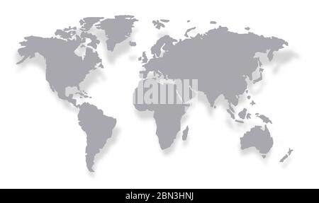 World map vector, isolated on white background. Flat Earth, gray map template for web site pattern, anual report, inphographics. Globe similar Stock Vector