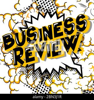 Business Review - Comic book style word on abstract background. Stock Vector