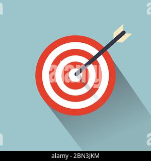 Target with an arrow flat icon concept market goal vector picture image. Concept target market, audience, group, consumer.  Stock Vector