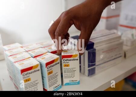French NGO Chaine de l'Espoir.  Pharmacy.  Antananarivo. Madagascar. Stock Photo