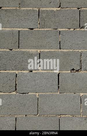 Slag (cinder) blocks or expanded brickwork. Grey wall, texture and background. Slag bricks in building for light but non-residential premises Stock Photo