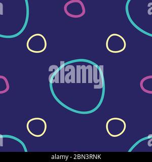 Striped geometric design Circles placed on dark blue background seamless vector repeat fashion Stock Vector
