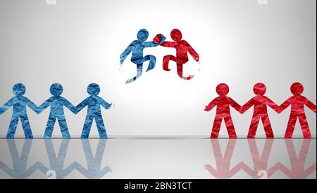 Partnership agreement as a concept image of diverse business partners joining together in a meeting as papercut people as a symbol for teamwork. Stock Photo
