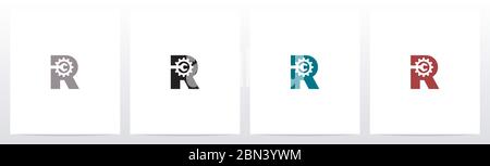 Wrench And Gears On Letter Logo Design R Stock Vector
