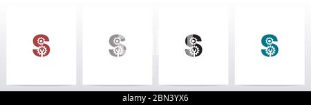 Wrench And Gears On Letter Logo Design S Stock Vector