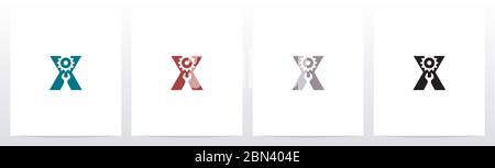 Wrench And Gears On Letter Logo Design X Stock Vector