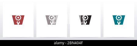 Wrench And Gears On Letter Logo Design W Stock Vector