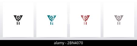 Wrench And Gears On Letter Logo Design Y Stock Vector
