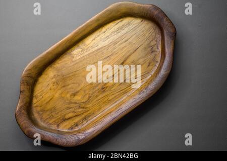 An empty wooden tray Stock Photo