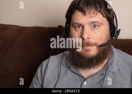 Man working from home during the coronovisu scare Stock Photo