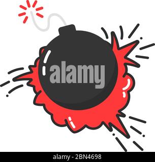 bomb with cartoon explosion icon Stock Vector