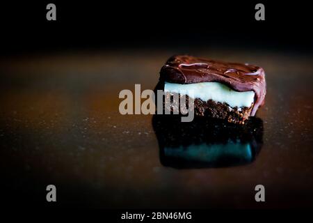 Chocolate peppermint bars on chocolate shortbread Stock Photo
