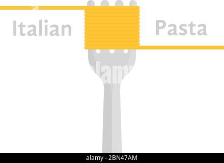 italian pasta logo with fork and spaghetti Stock Vector