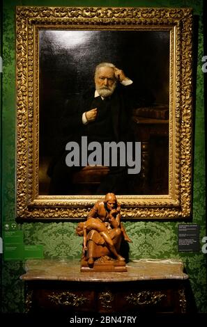 An oil painting of Victor Hugo on his death bed in Maison de Victor ...
