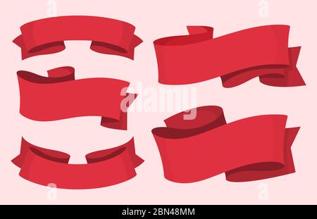 Red ribbons set Stock Vector