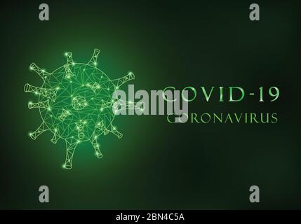 Covid-19 virus molecule from polygon mesh. Stock Vector