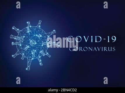 Covid-19 virus molecule from polygon mesh. Stock Vector