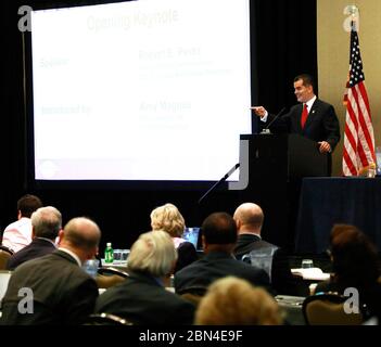 Robert E. Perez, Acting Deputy Commissioner for U.S. Customs and Border Protection (CBP) speaks to key members of  the National Customs Brokers and Forwarders Association of America (NCBFAA) who attended the annual meeting at the Hyatt Regency, Washington D.C. on September 24, 2018. U.S. Customs and Boarder Protection Stock Photo