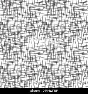 Abstract scratched seamless pattern. Thin crossing hatching lines. Chaotic stroked texture. Scribbled wrapping background. Vector eps8 illustration. Stock Vector