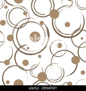 Seamless pattern with abstract brown circles on white background. Seamless texture in vector EPS8 format, pattern swatch included. Stock Vector