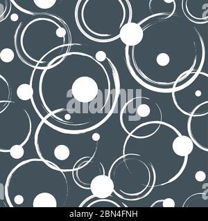 Seamless pattern of abstract white circles on grey background. Seamless texture in vector EPS8 format, pattern swatch included. Stock Vector