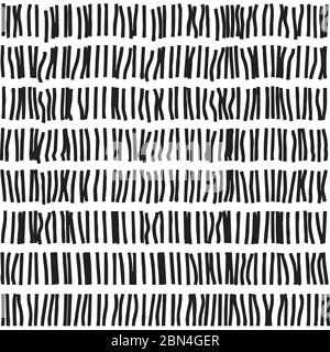Vertical dashes in horizontal rows seamless pattern. Abstract wrapping texture in black and white colors. Vector eps8 illustration. Stock Vector