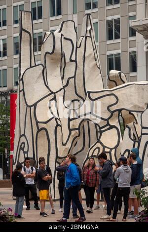 Monument with standing beast sculpture Chicago Illinois Stock Photo