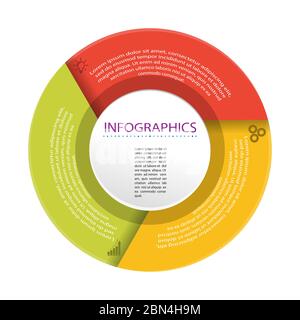 Infographics. Stock vector template of three stages. For web page design, charts, graphs, business plan and Finance, reporting and visual aid. Flat de Stock Vector